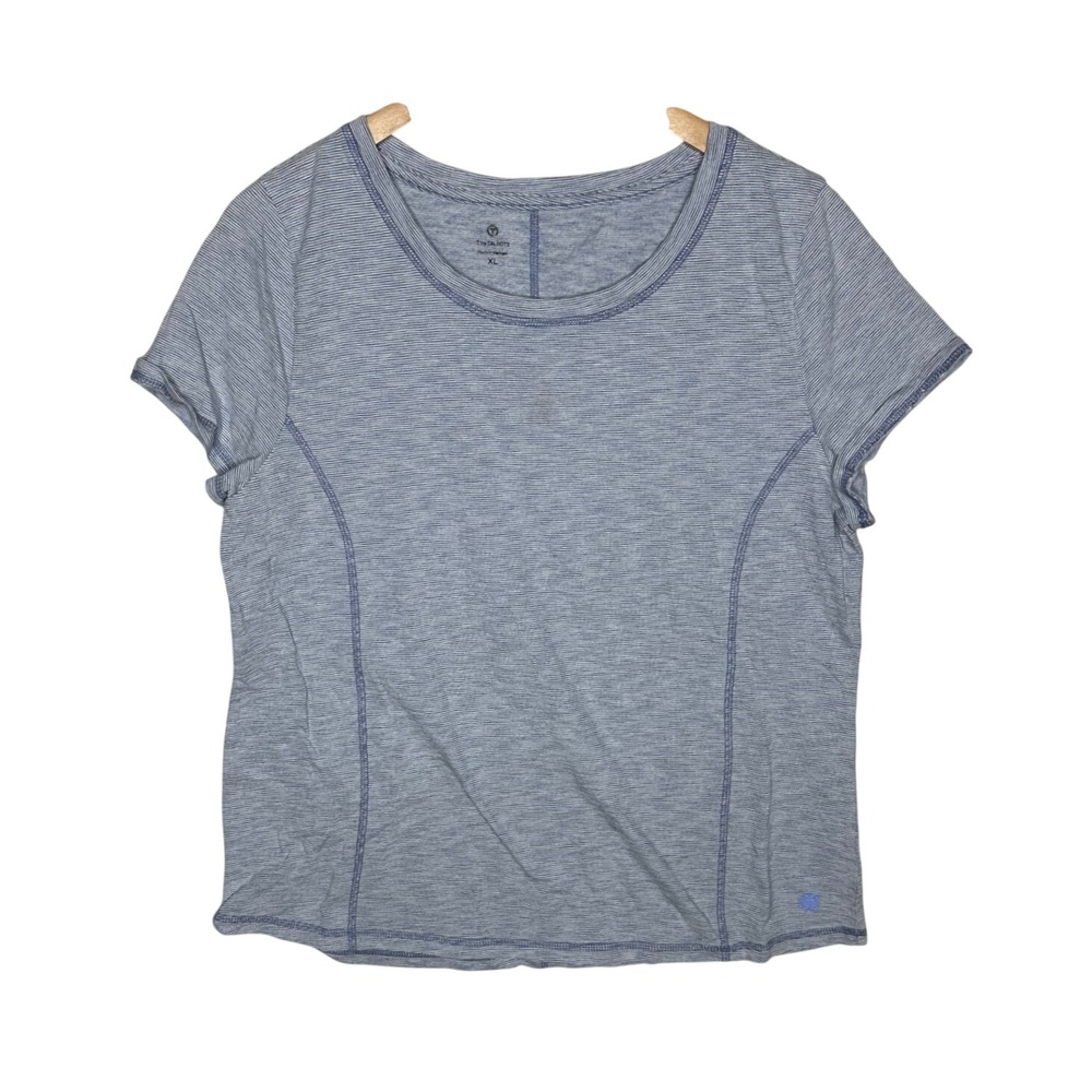 T by Talbots Striped Short Sleeve Shirt size XL Light Blue